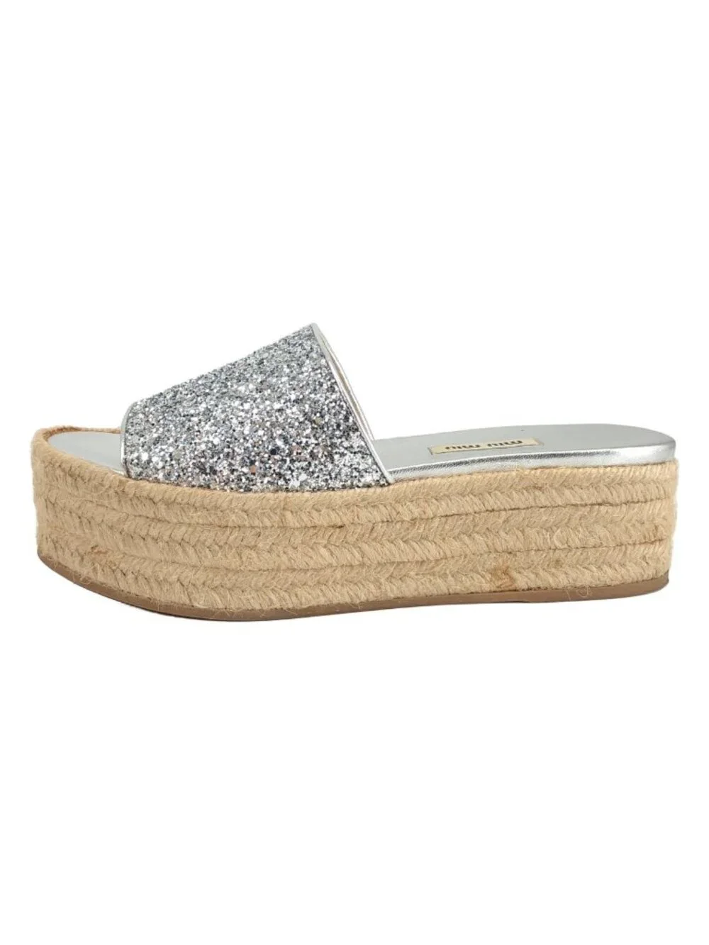 Miu Miu Espadrilles Sandals Silver Beige